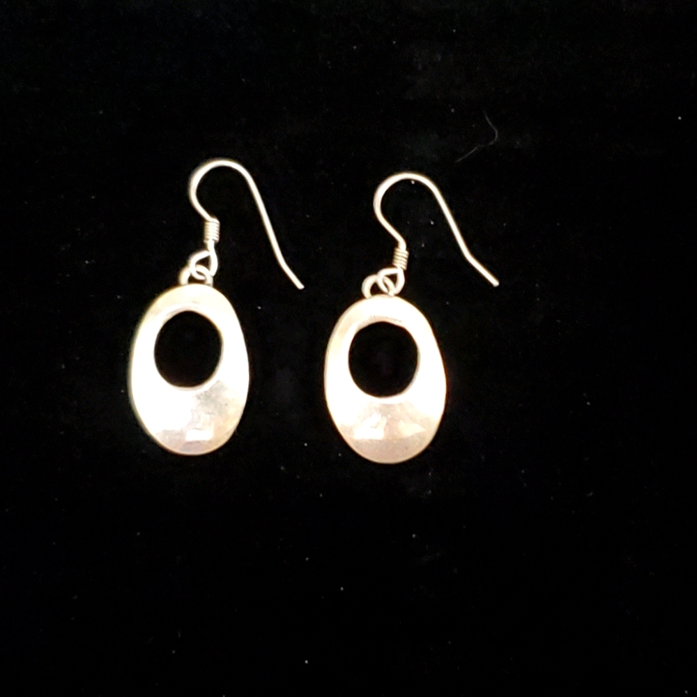 Modern Minimalist Sterling Silver Oval Earrings